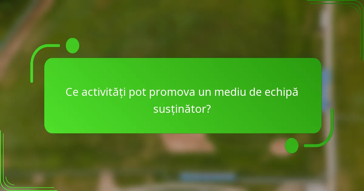 Ce activități pot promova un mediu de echipă susținător?