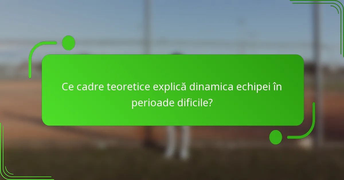 Ce cadre teoretice explică dinamica echipei în perioade dificile?