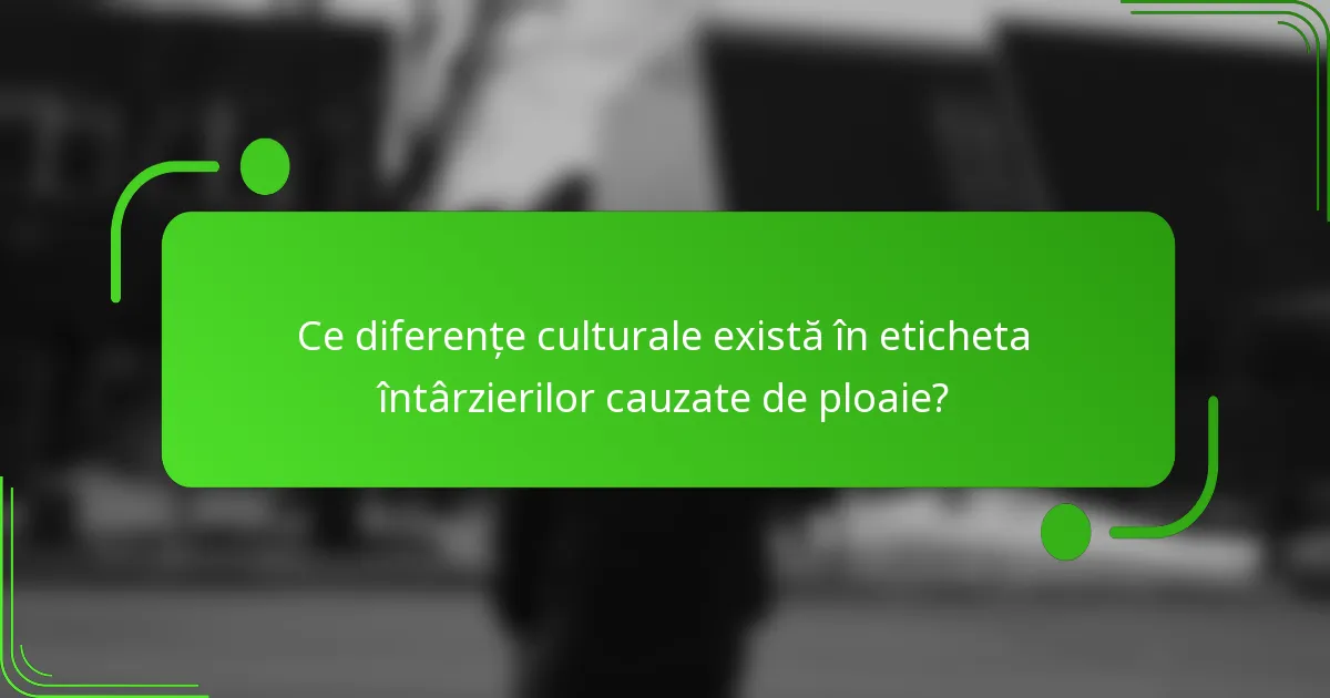 Ce diferențe culturale există în eticheta întârzierilor cauzate de ploaie?