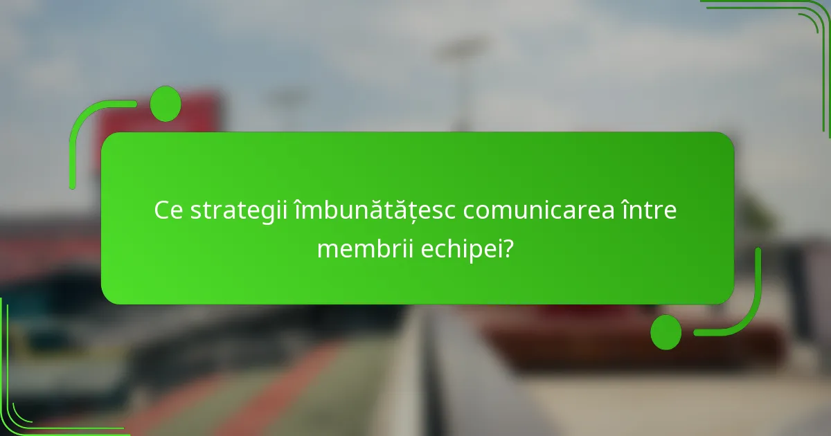 Ce strategii îmbunătățesc comunicarea între membrii echipei?