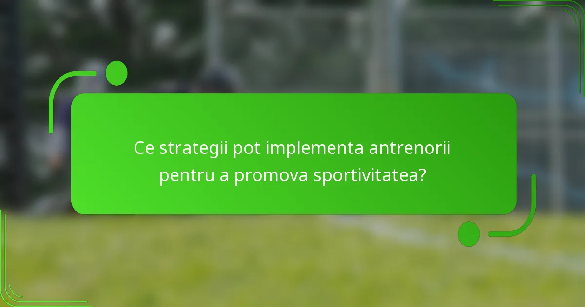 Ce strategii pot implementa antrenorii pentru a promova sportivitatea?