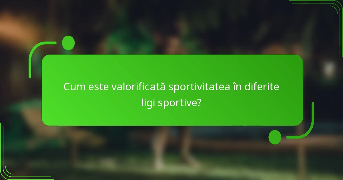 Cum este valorificată sportivitatea în diferite ligi sportive?