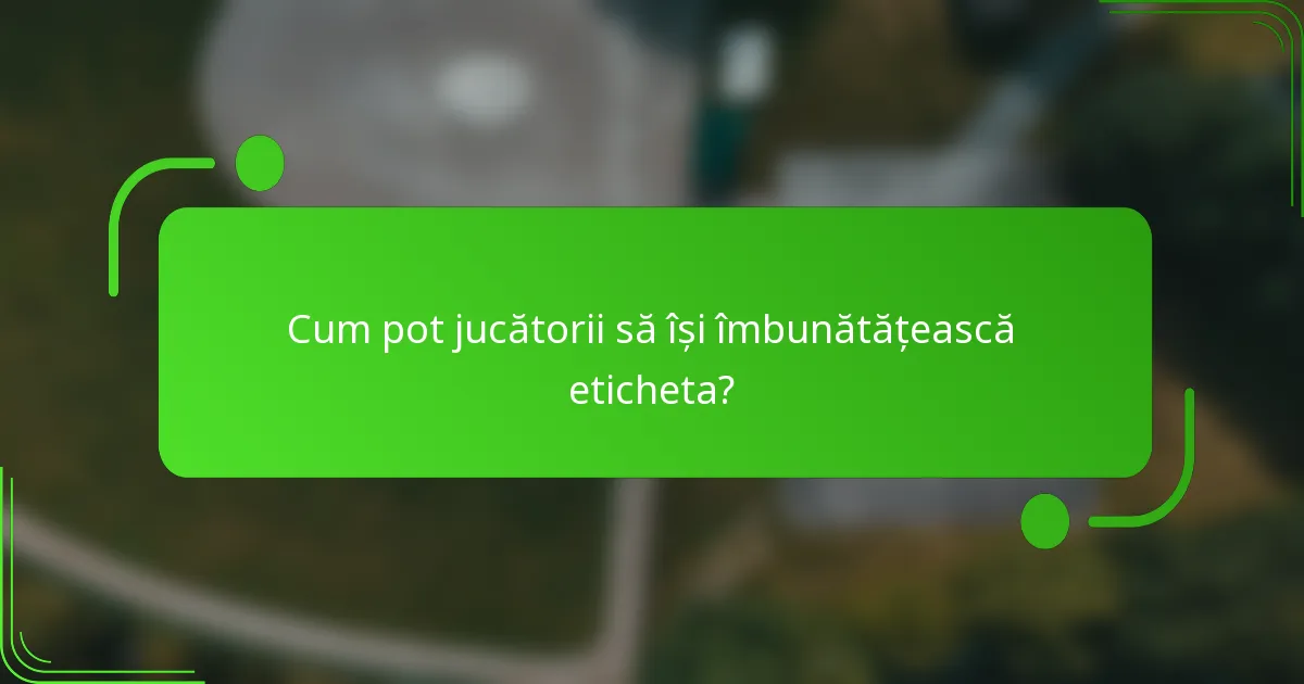 Cum pot jucătorii să își îmbunătățească eticheta?
