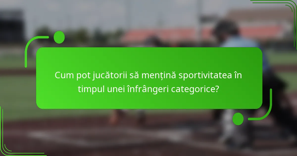 Cum pot jucătorii să mențină sportivitatea în timpul unei înfrângeri categorice?