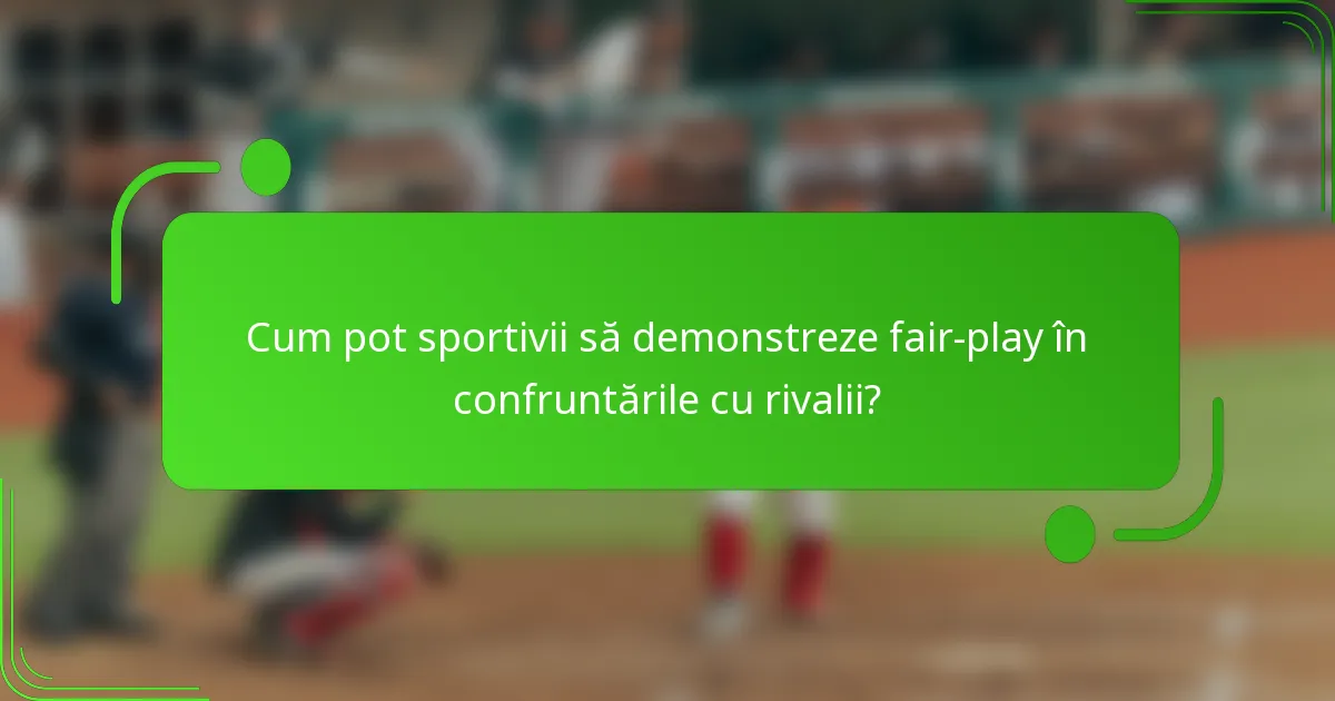 Cum pot sportivii să demonstreze fair-play în confruntările cu rivalii?