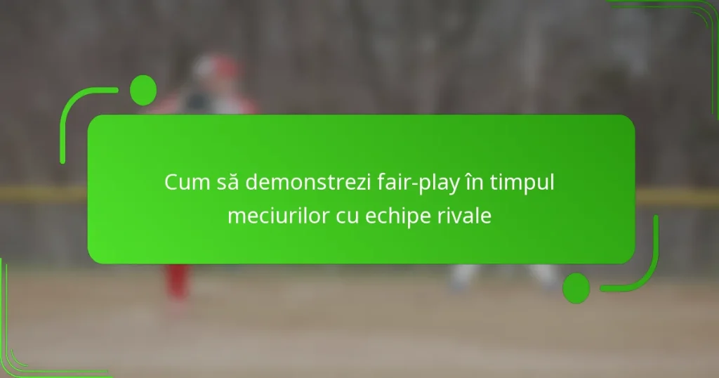Cum să demonstrezi fair-play în timpul meciurilor cu echipe rivale