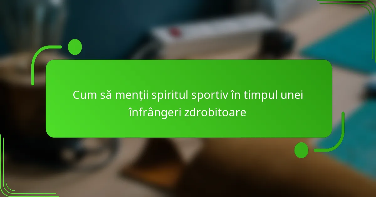 Cum să menții spiritul sportiv în timpul unei înfrângeri zdrobitoare