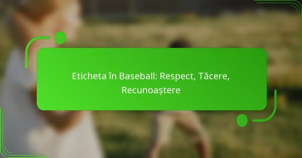 Eticheta în Baseball: Respect, Tăcere, Recunoaștere