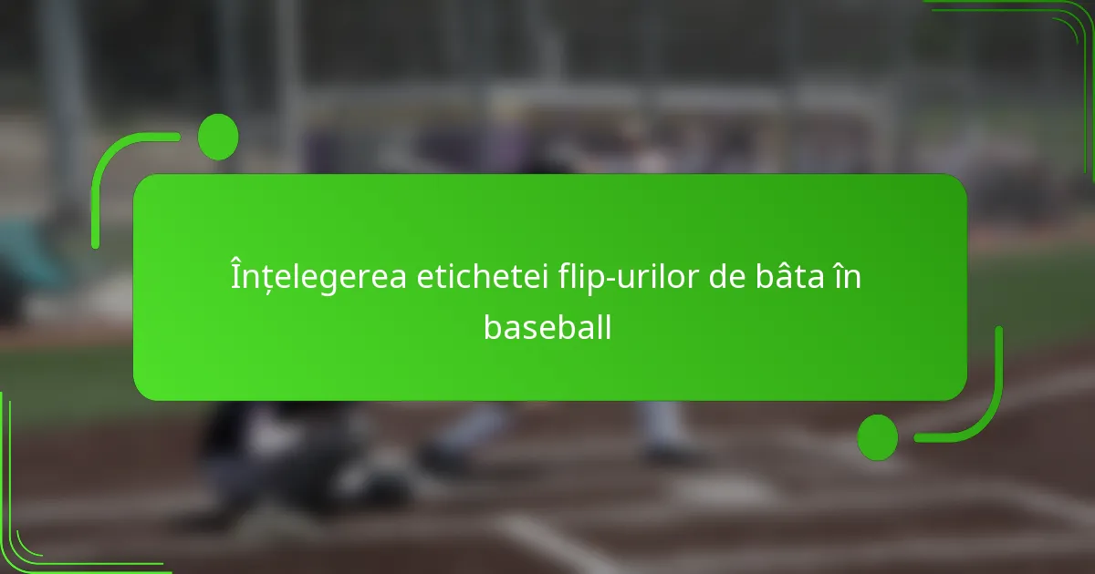 Înțelegerea etichetei flip-urilor de bâta în baseball
