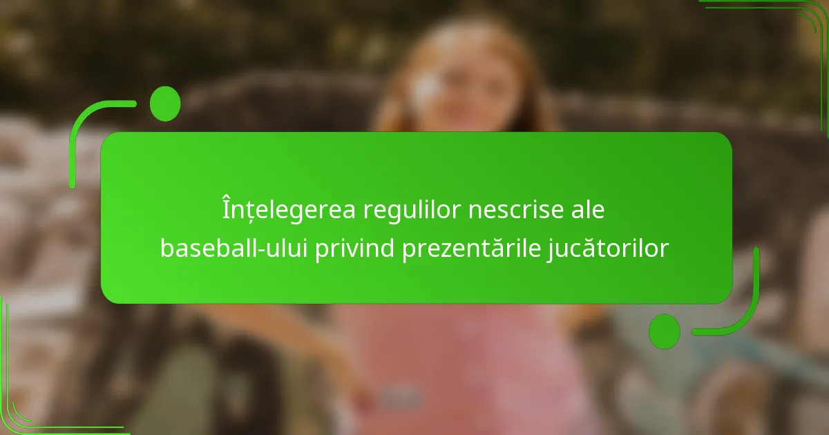 Înțelegerea regulilor nescrise ale baseball-ului privind prezentările jucătorilor