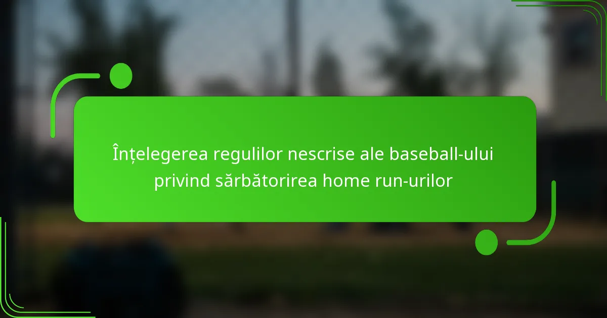 Înțelegerea regulilor nescrise ale baseball-ului privind sărbătorirea home run-urilor