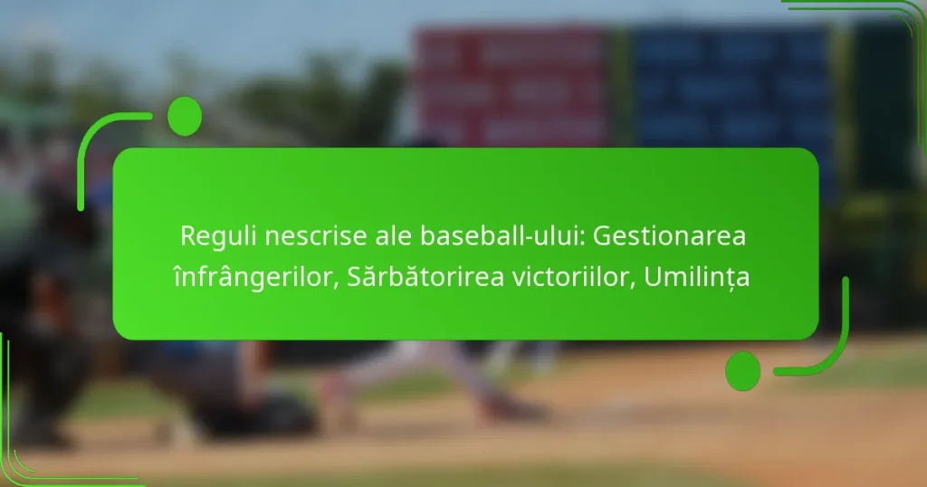 Reguli nescrise ale baseball-ului: Gestionarea înfrângerilor, Sărbătorirea victoriilor, Umilința