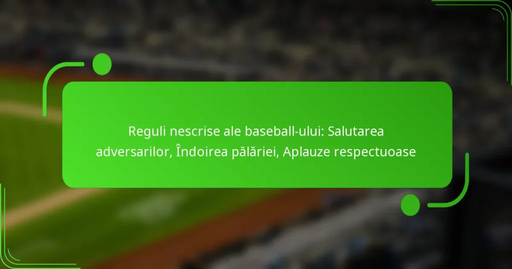 Reguli nescrise ale baseball-ului: Salutarea adversarilor, Îndoirea pălăriei, Aplauze respectuoase