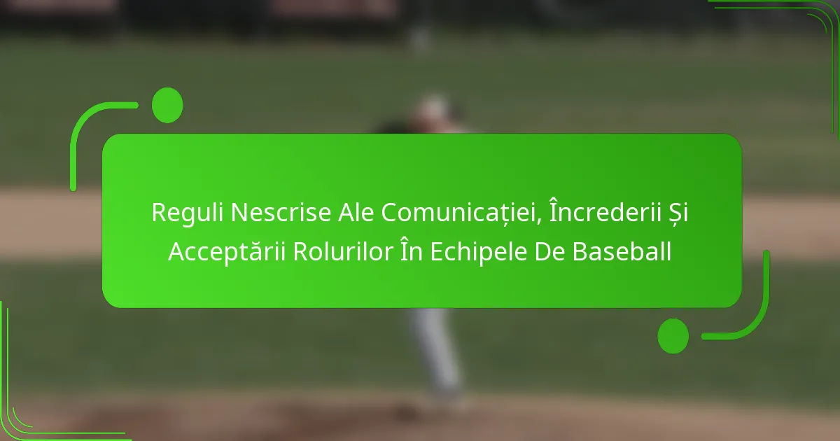 Reguli Nescrise Ale Comunicației, Încrederii Și Acceptării Rolurilor În Echipele De Baseball