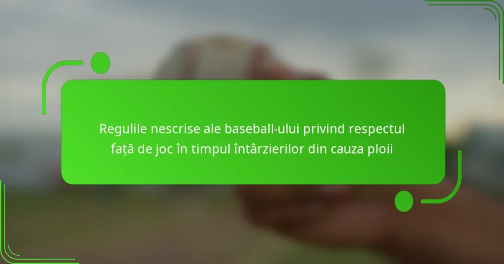 Regulile nescrise ale baseball-ului privind respectul față de joc în timpul întârzierilor din cauza ploii