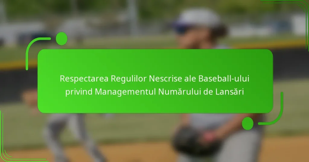 Respectarea Regulilor Nescrise ale Baseball-ului privind Managementul Numărului de Lansări