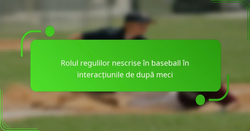 Rolul regulilor nescrise în baseball în interacțiunile de după meci