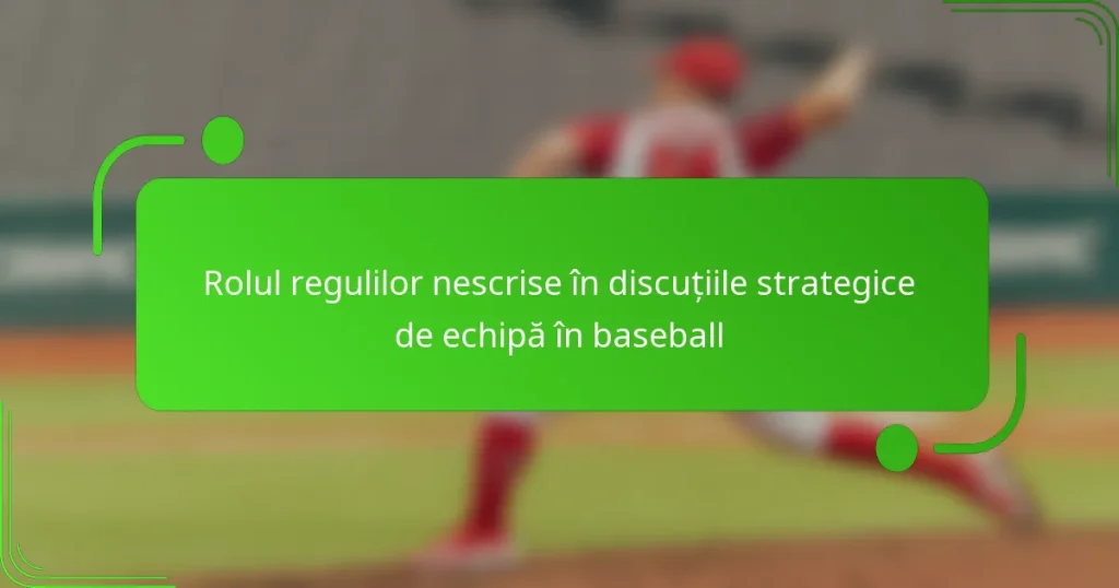 Rolul regulilor nescrise în discuțiile strategice de echipă în baseball
