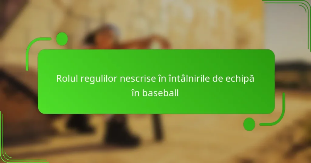 Rolul regulilor nescrise în întâlnirile de echipă în baseball