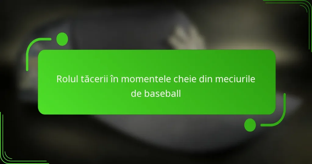 Rolul tăcerii în momentele cheie din meciurile de baseball