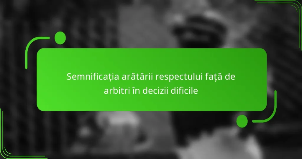 Semnificația arătării respectului față de arbitri în decizii dificile