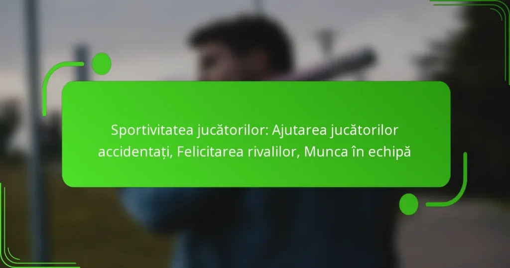 Sportivitatea jucătorilor: Ajutarea jucătorilor accidentați, Felicitarea rivalilor, Munca în echipă